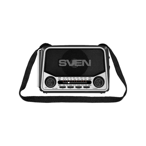 Sven Speaker SVEN SRP-150, gray (3W, Bluetooth, FM/AM/SW, USB, microSD, flashlight, battery)