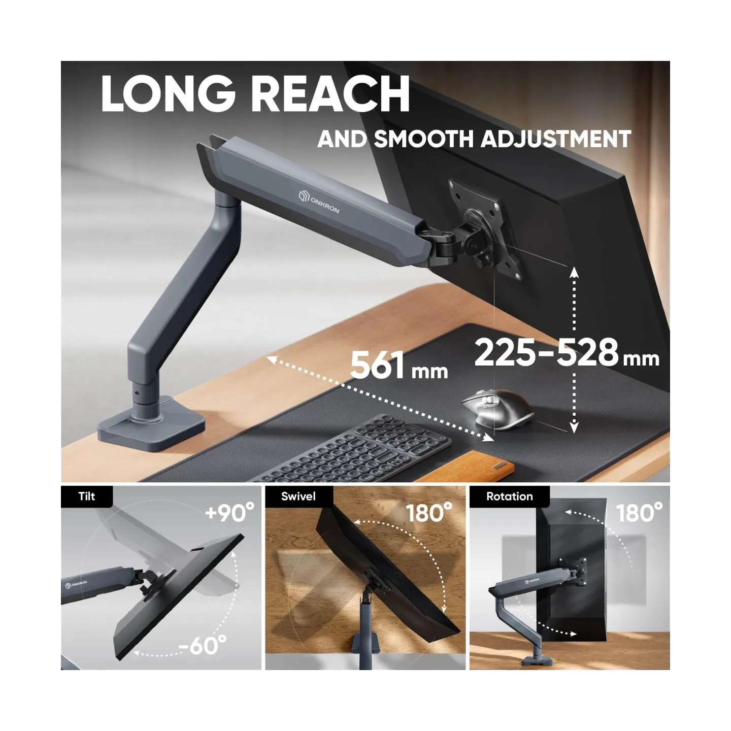 Onkron MONITOR ACC DESK MOUNT/17-45" GRAPHITE G95-G ONKRON
