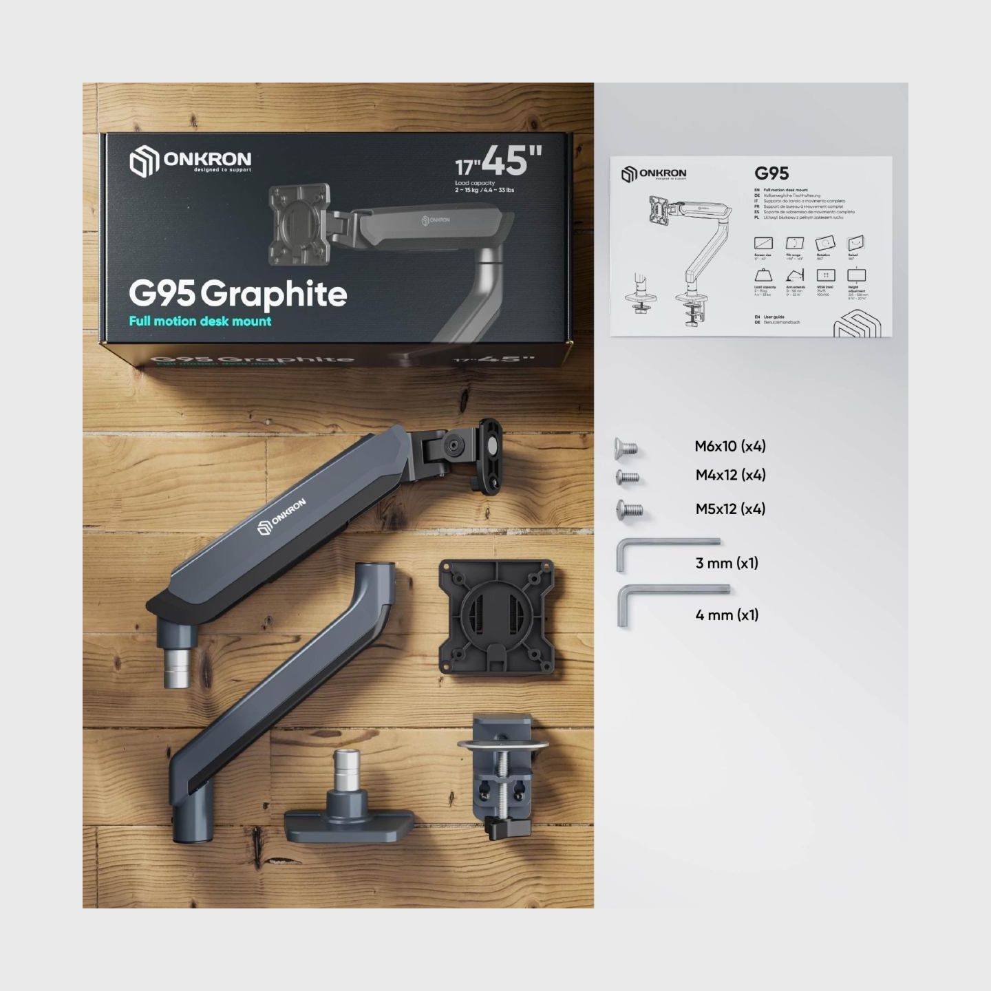 Onkron MONITOR ACC DESK MOUNT/17-45" GRAPHITE G95-G ONKRON