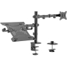 Gembird Adjustable desk mount with monitor arm and notebook tray