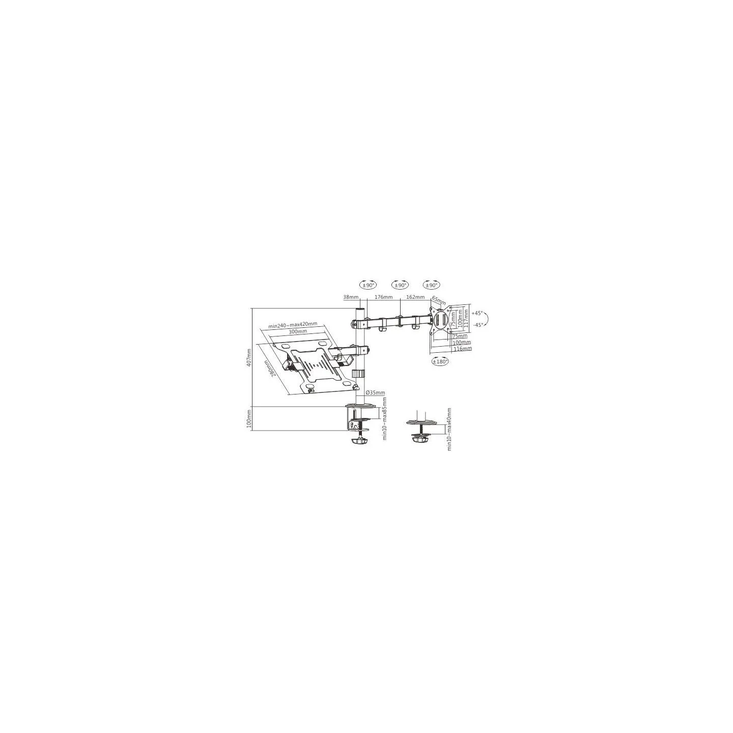 Gembird DISPLAY ACC MOUNTING ARM/NB TRAY MA-DA-03 GEMBIRD