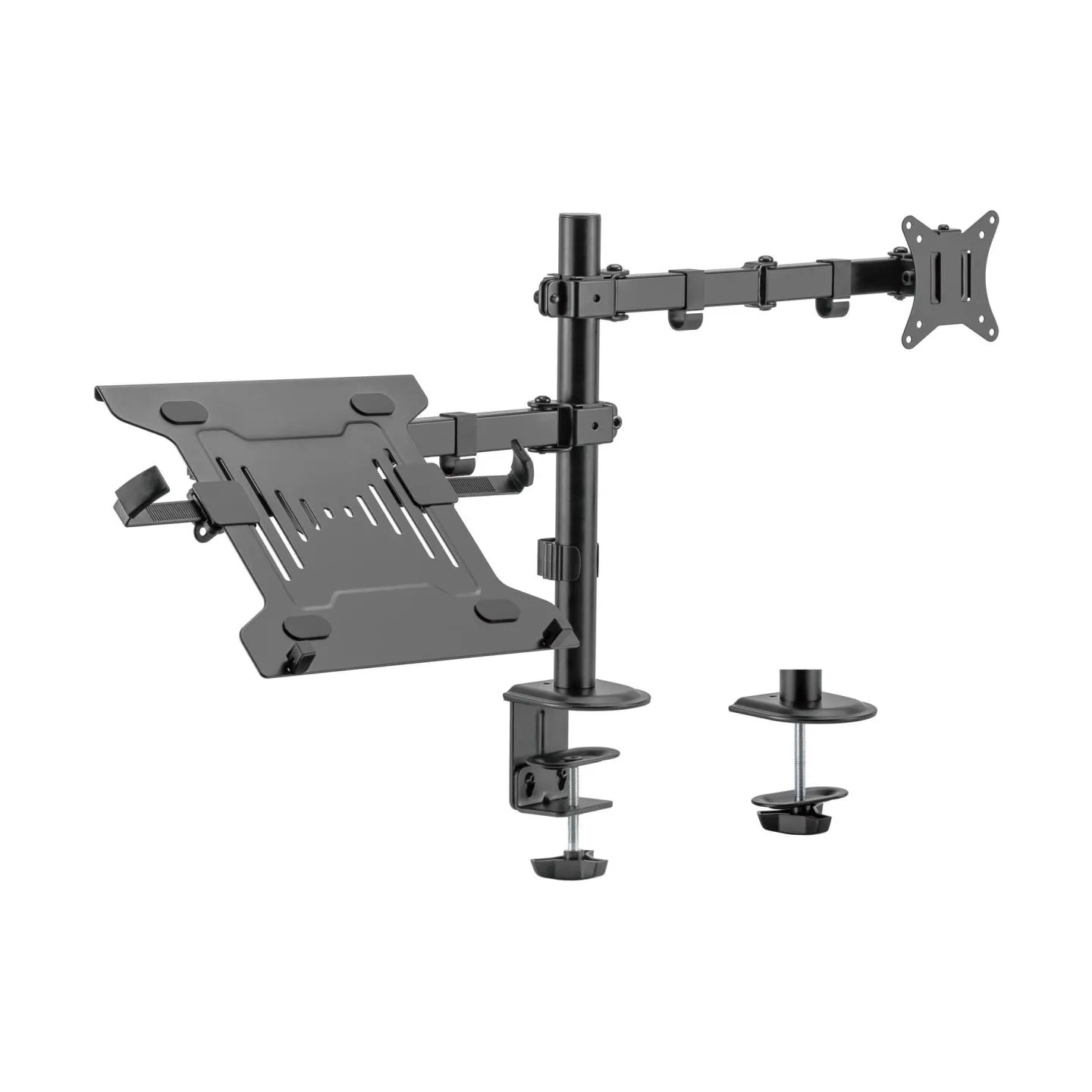 Gembird Adjustable desk mount with monitor arm and notebook tray
