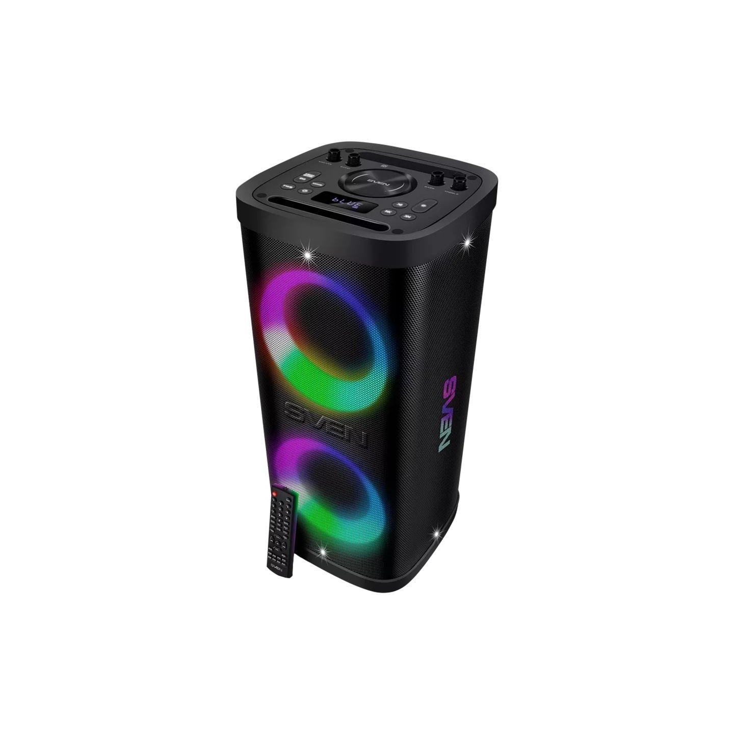 Sven Portable speaker SVEN PS-950, black, power output 2x80W (RMS), TWS, Bluetooth, IPx4, FM, USB, microSD, LED-display, lithium