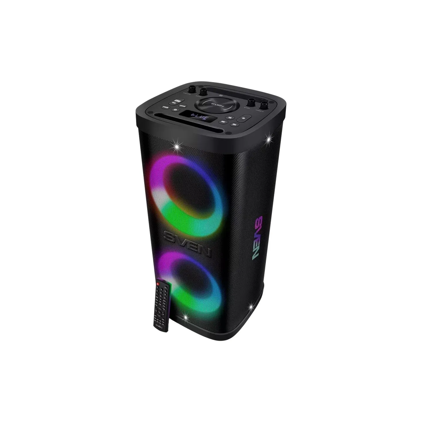 Sven Portable speaker SVEN PS-950, black, power output 2x80W (RMS), TWS, Bluetooth, IPx4, FM, USB, microSD, LED-display, lithium