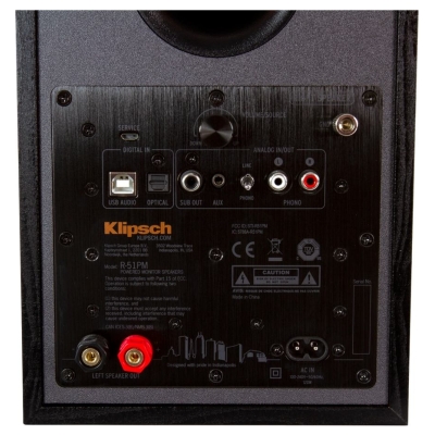 Klipsch Reference R-51PM Powered Bookshelf Speakers, Black, Pair