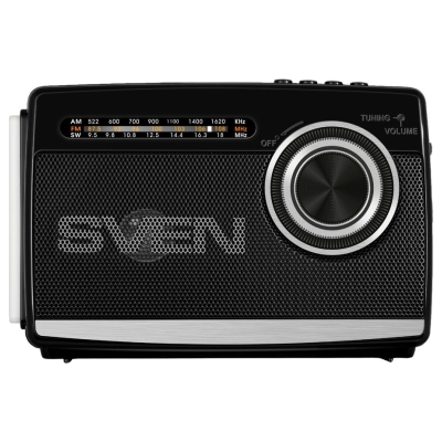 Sven Speaker SVEN SRP-155, black (3W, Bluetooth, FM/AM/SW, USB, microSD, flashlight, battery)