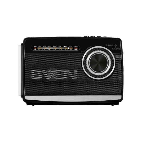 Sven Speaker SVEN SRP-155, black (3W, Bluetooth, FM/AM/SW, USB, microSD, flashlight, battery)