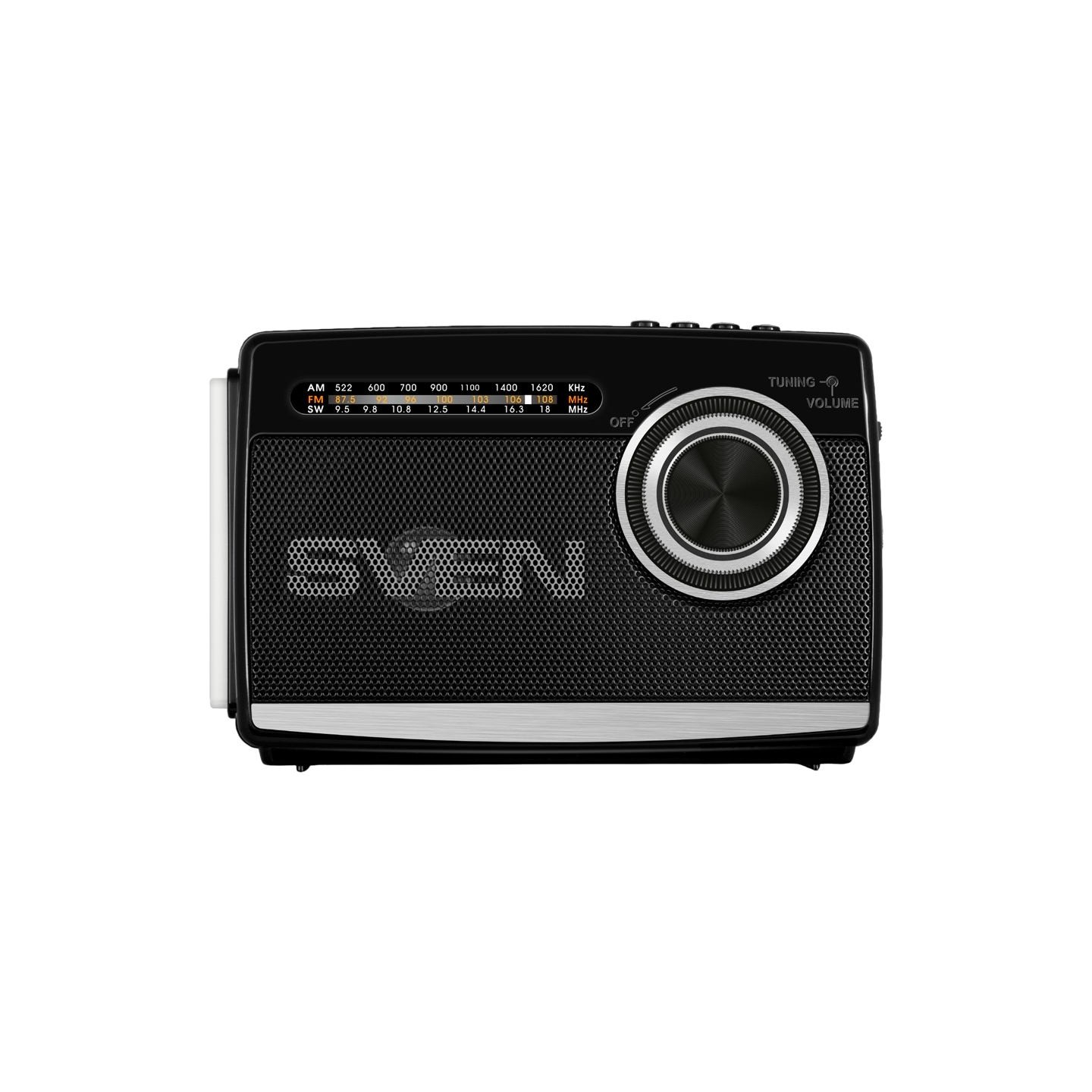 Sven Speaker SVEN SRP-155, black (3W, Bluetooth, FM/AM/SW, USB, microSD, flashlight, battery)