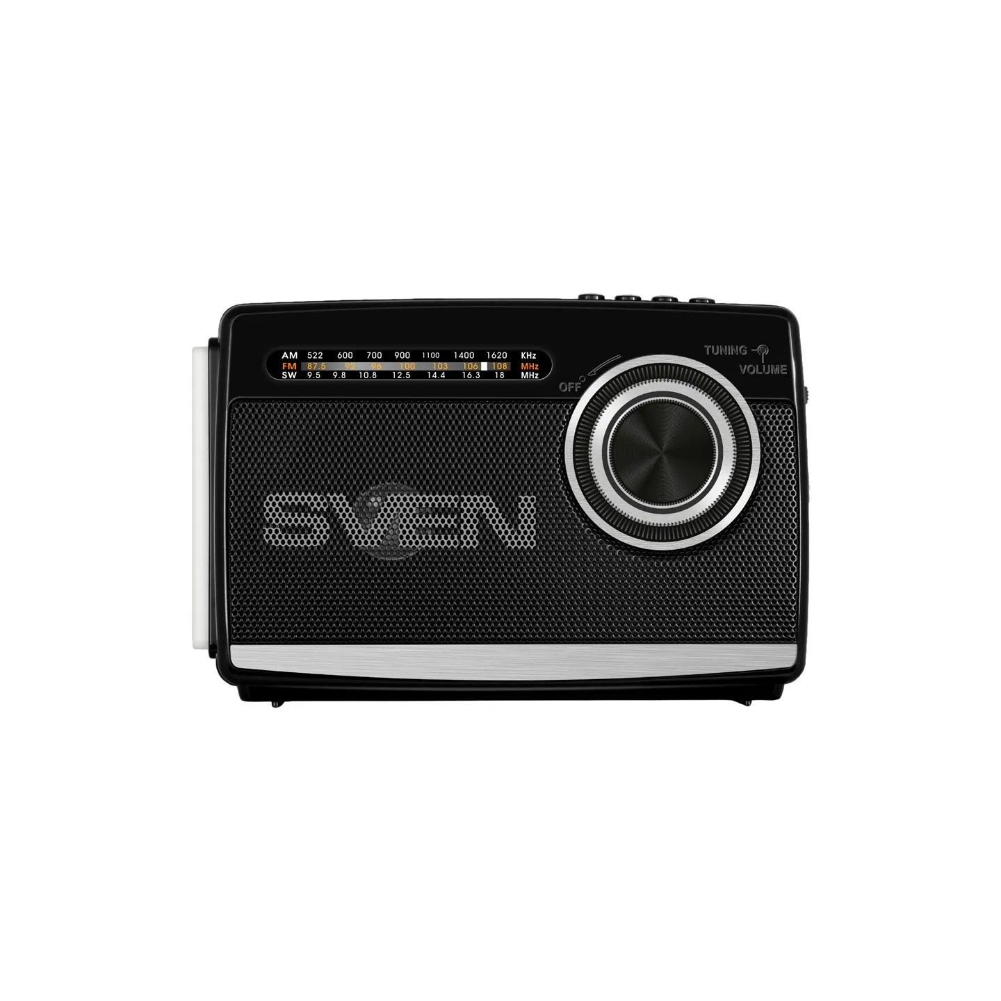 Sven Speaker SVEN SRP-155, black (3W, Bluetooth, FM/AM/SW, USB, microSD, flashlight, battery)