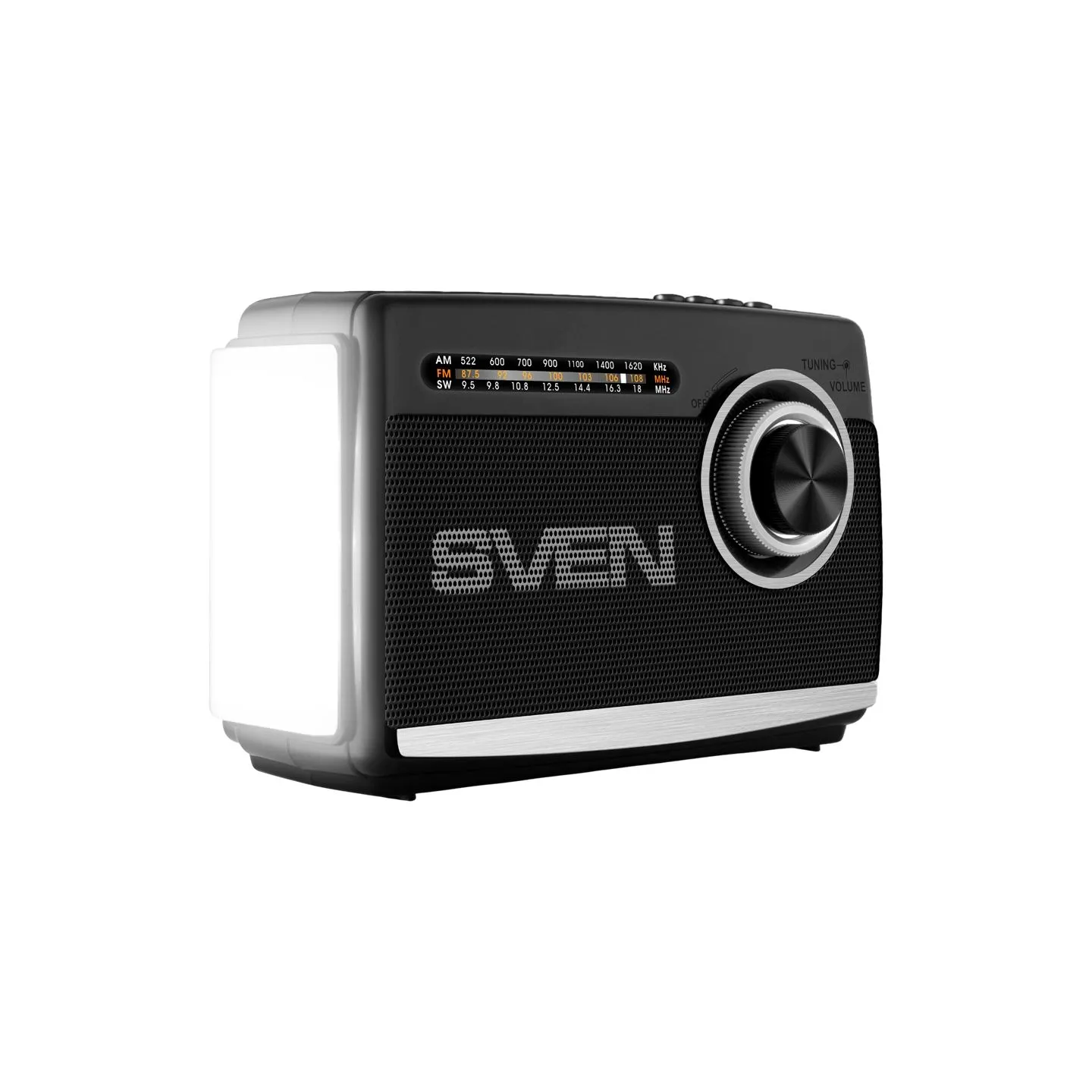 Sven Speaker SVEN SRP-155, black (3W, Bluetooth, FM/AM/SW, USB, microSD, flashlight, battery)