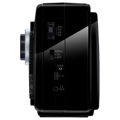 Sven Speaker SVEN SRP-155, black (3W, Bluetooth, FM/AM/SW, USB, microSD, flashlight, battery)