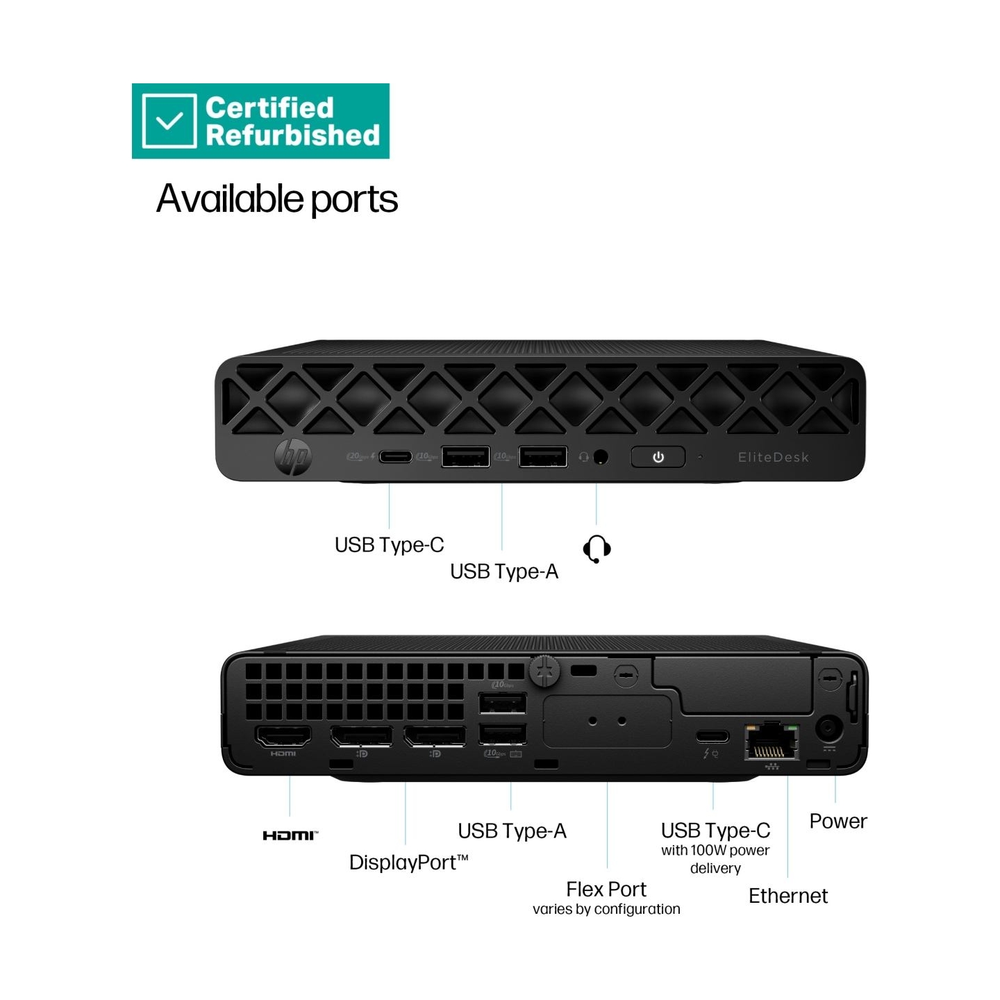 HP RENEW SILVER HP EliteDesk 8 G1i Mini - Ultra 9-285, 64GB, 1TB SSD, USB Mouse, Win 11 Home, 1 years / 5N002EAR#ABU