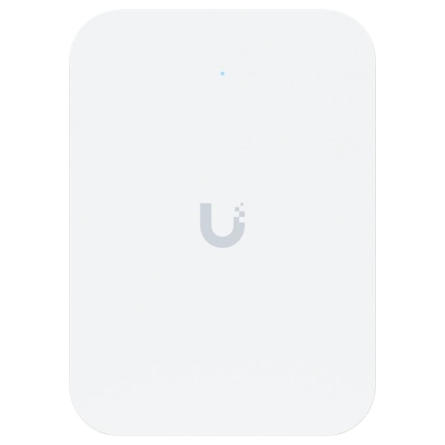 Ubiquiti UniFin U70IW Wall mounted WiFi 7 AP with 4 spatial streams and an integreated 2.5GbE PoE switch desined for hospitality