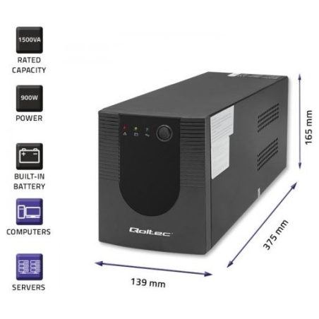 Qoltec 53776 UPS 1500VA 900W
