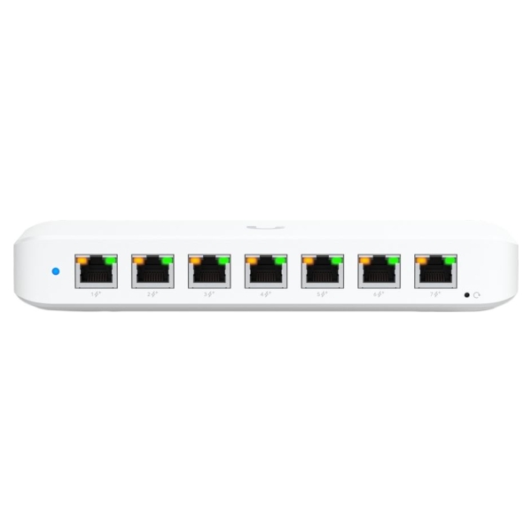 Ubiquiti USW-Ultra-210W-EU compact, Layer 2, 8-port GbE PoE switch with versatile mounting options, 7x GbE PoE+ output ports, Gb