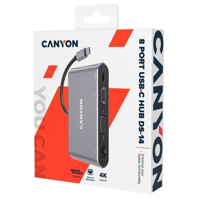 Canyon hub DS-14 8in1 4k USB-C Dark Grey