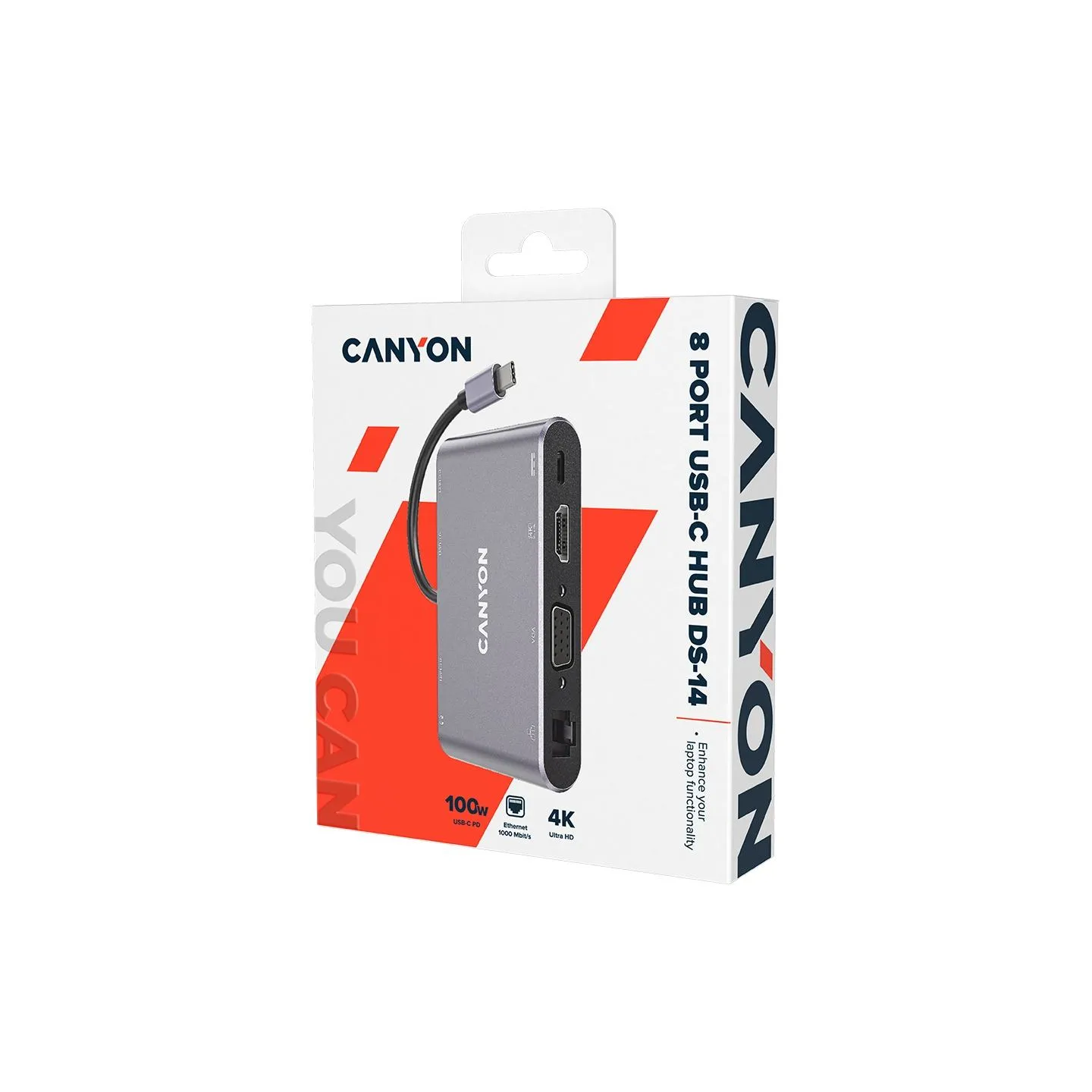 Canyon hub DS-14 8in1 4k USB-C Dark Grey