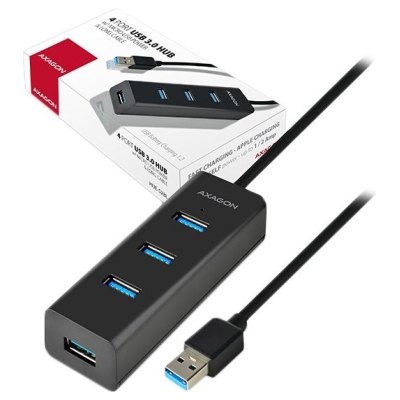 Axagon HUE-S2BL 4x USB3.0 Charging Hub 1.2m Cable, MicroUSB Charging