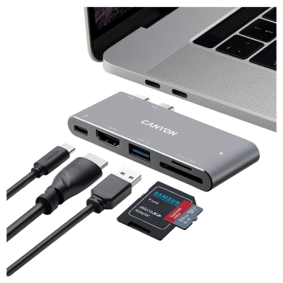 Canyon hub DS-5 5in1 Thunderbolt 3 4k Space Grey