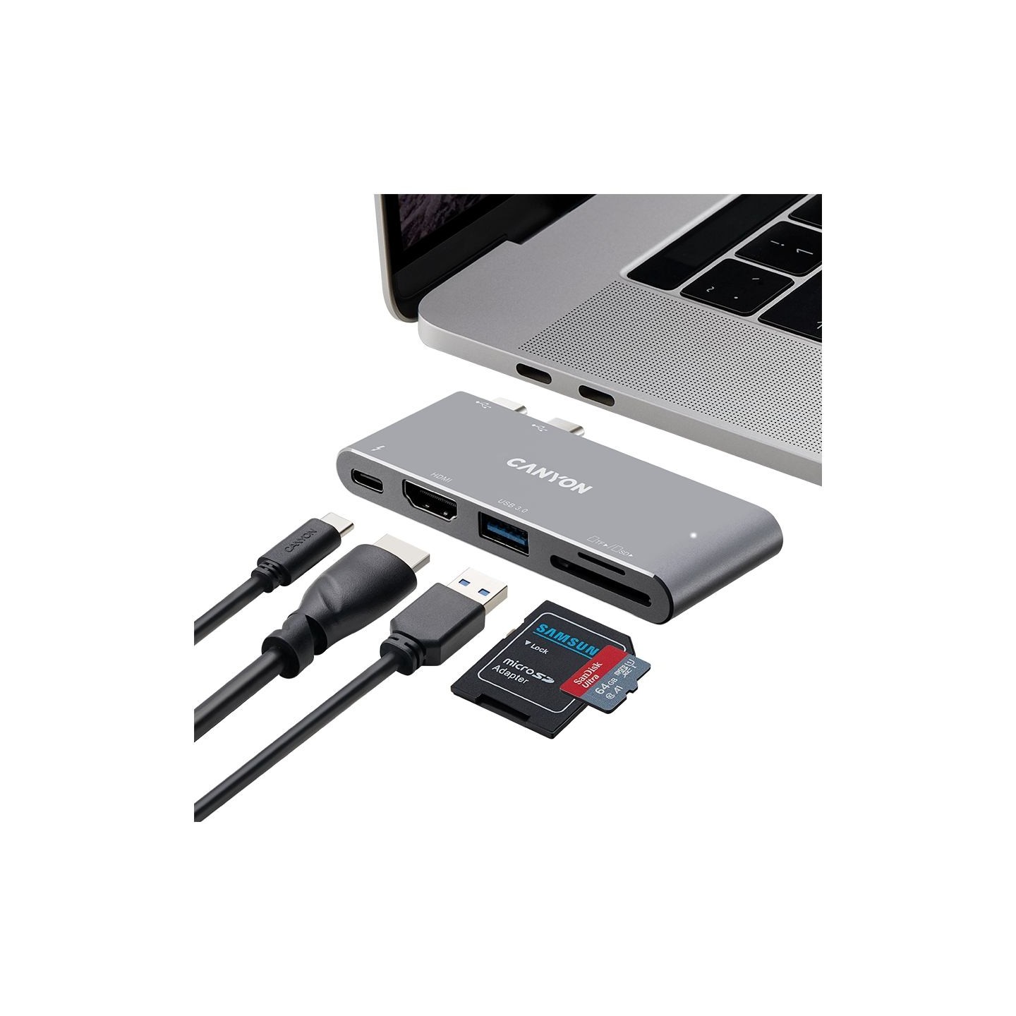 Canyon hub DS-5 5in1 Thunderbolt 3 4k Space Grey