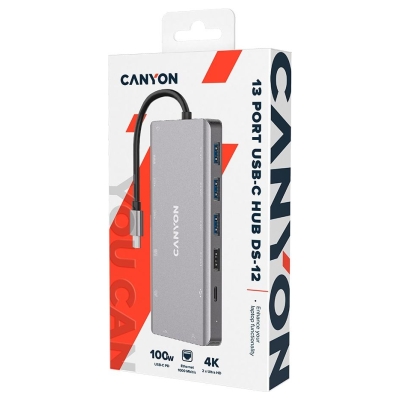 Canyon hub DS-12 13in1 4k USB-C Dark Grey