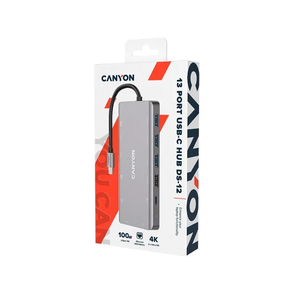 Canyon hub DS-12 13in1 4k USB-C Dark Grey