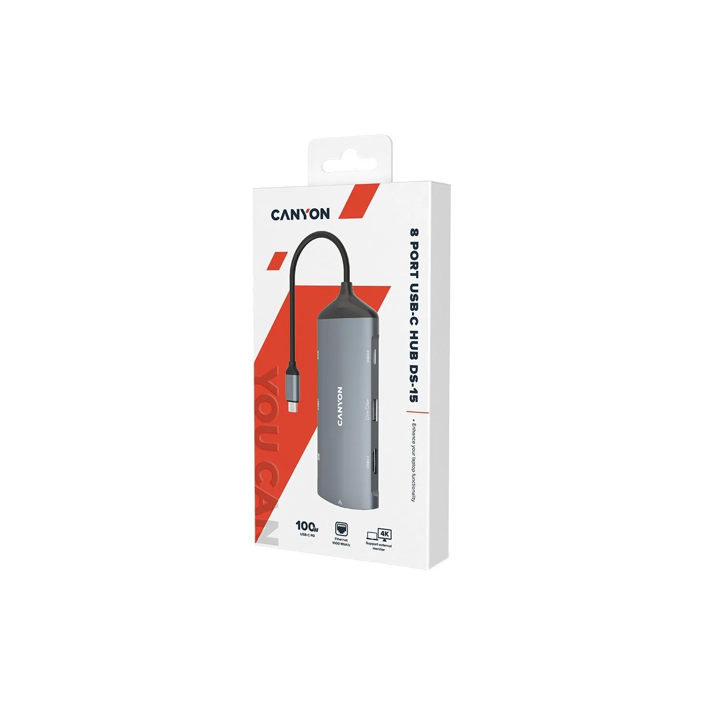 Canyon hub DS-15 8in1 4k USB-C Dark Grey