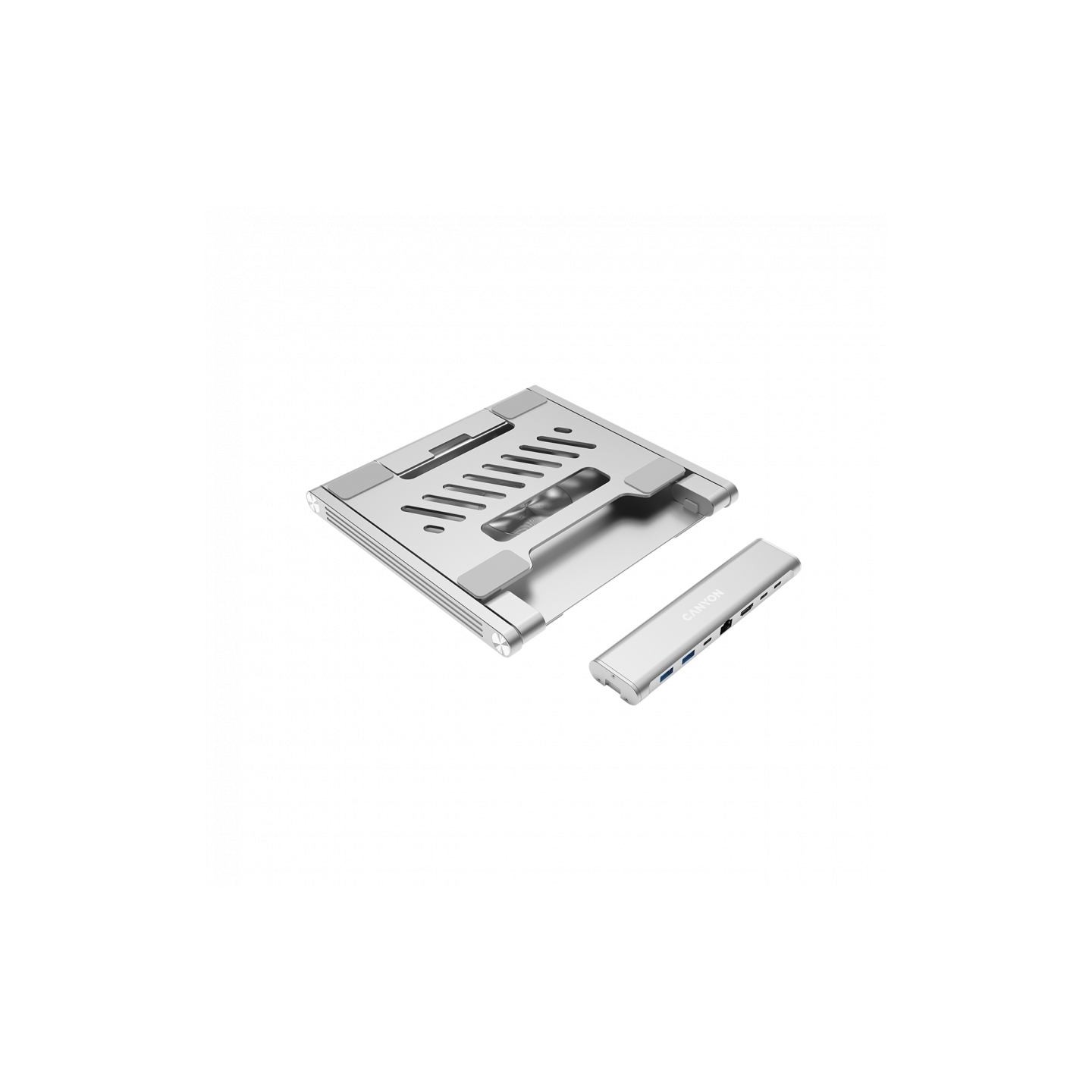Canyon Laptop stands with hub, TYPE C F to HDMI2.0+2USB3.0+USBC3.0+RJ45+PD, TYEP C TO C cable 1m white with Emarker: HUSB332A, M
