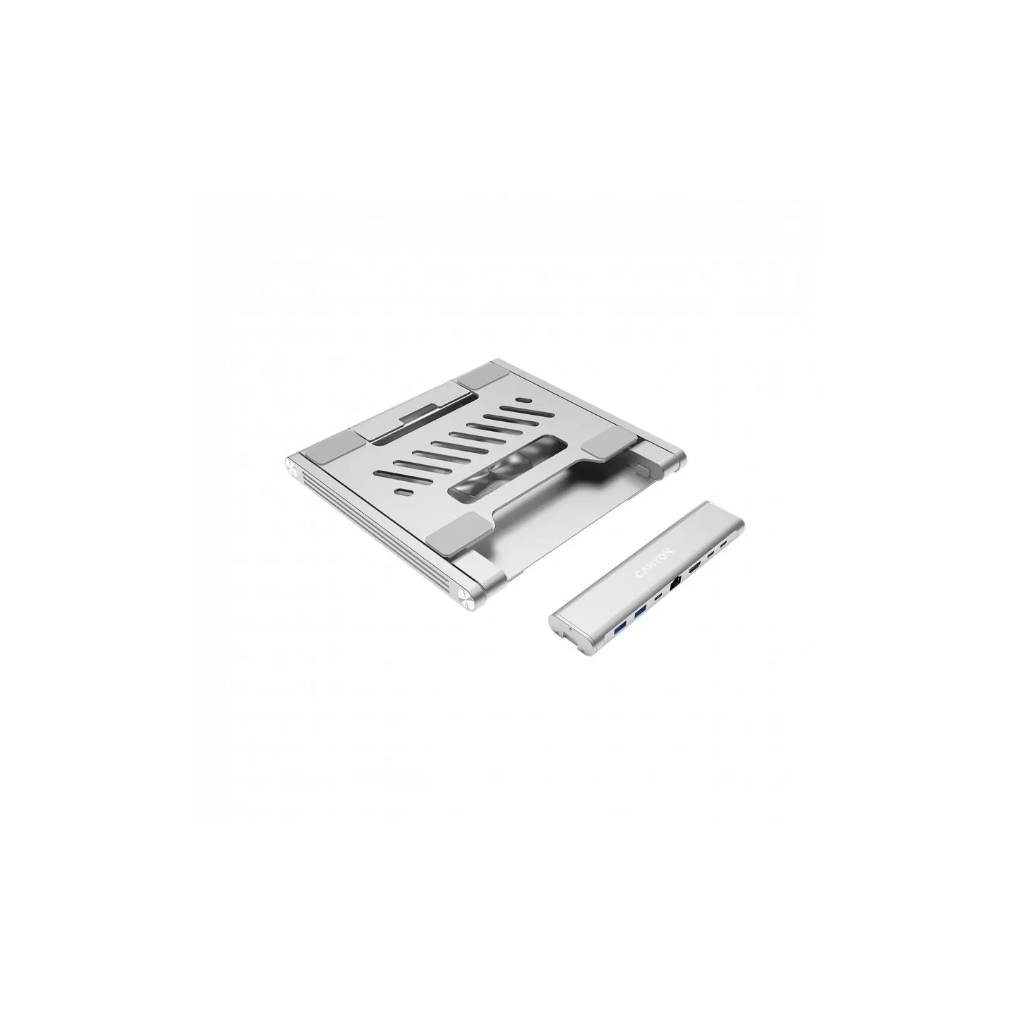 Canyon Laptop stands with hub, TYPE C F to HDMI2.0+2USB3.0+USBC3.0+RJ45+PD, TYEP C TO C cable 1m white with Emarker: HUSB332A, M