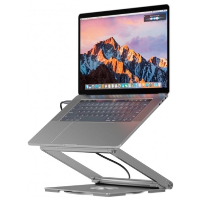 Canyon Laptop stands with hub, TYPE C F to HDMI2.0+2USB3.0+USBC3.0+RJ45+PD, TYEP C TO C cable 1m white with Emarker: HUSB332A, M