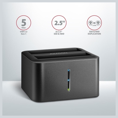 Axagon ADSA-D25 USB 3.2 Gen 1 - 2x SATA 6G 2.5" SSD/HDD CLONE DUAL MINI dock