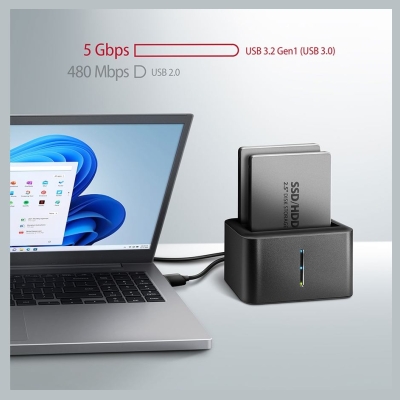 Axagon ADSA-D25 USB 3.2 Gen 1 - 2x SATA 6G 2.5" SSD/HDD CLONE DUAL MINI dock