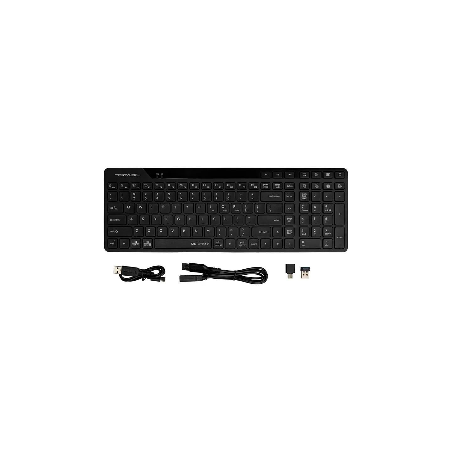 A4Tech 47726 Fstyler FBK27C AS 2.4 GHz+BT (Silent), Black