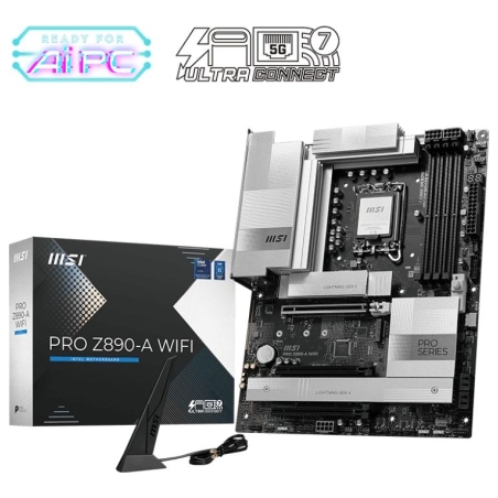 MSI PRO Z890-A WIFI | Processor family Intel | Processor socket LGA1851 | DDR5 UDIMM | Supported hard disk drive interfaces SATA