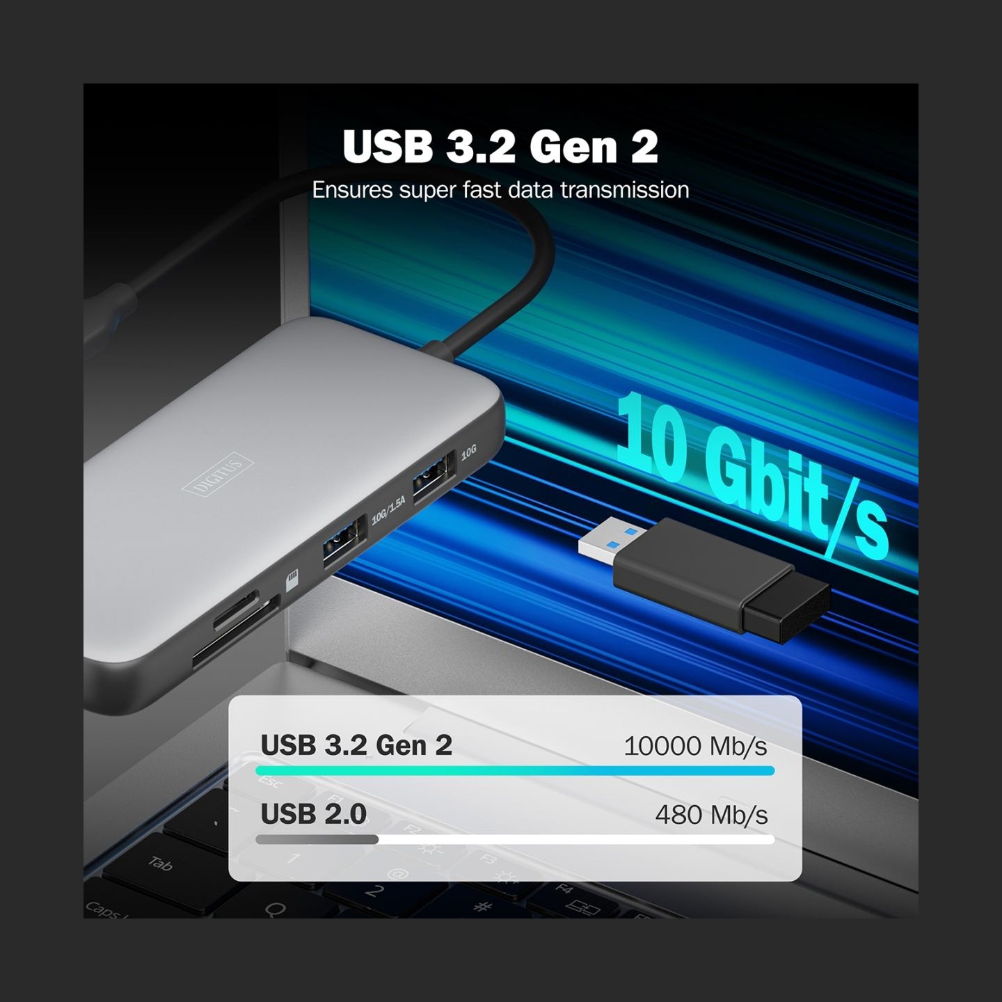 Digitus USB-C docking station, 8-port | DA-70915 | Ethernet LAN (RJ-45) ports 1 | HDMI ports quantity 2