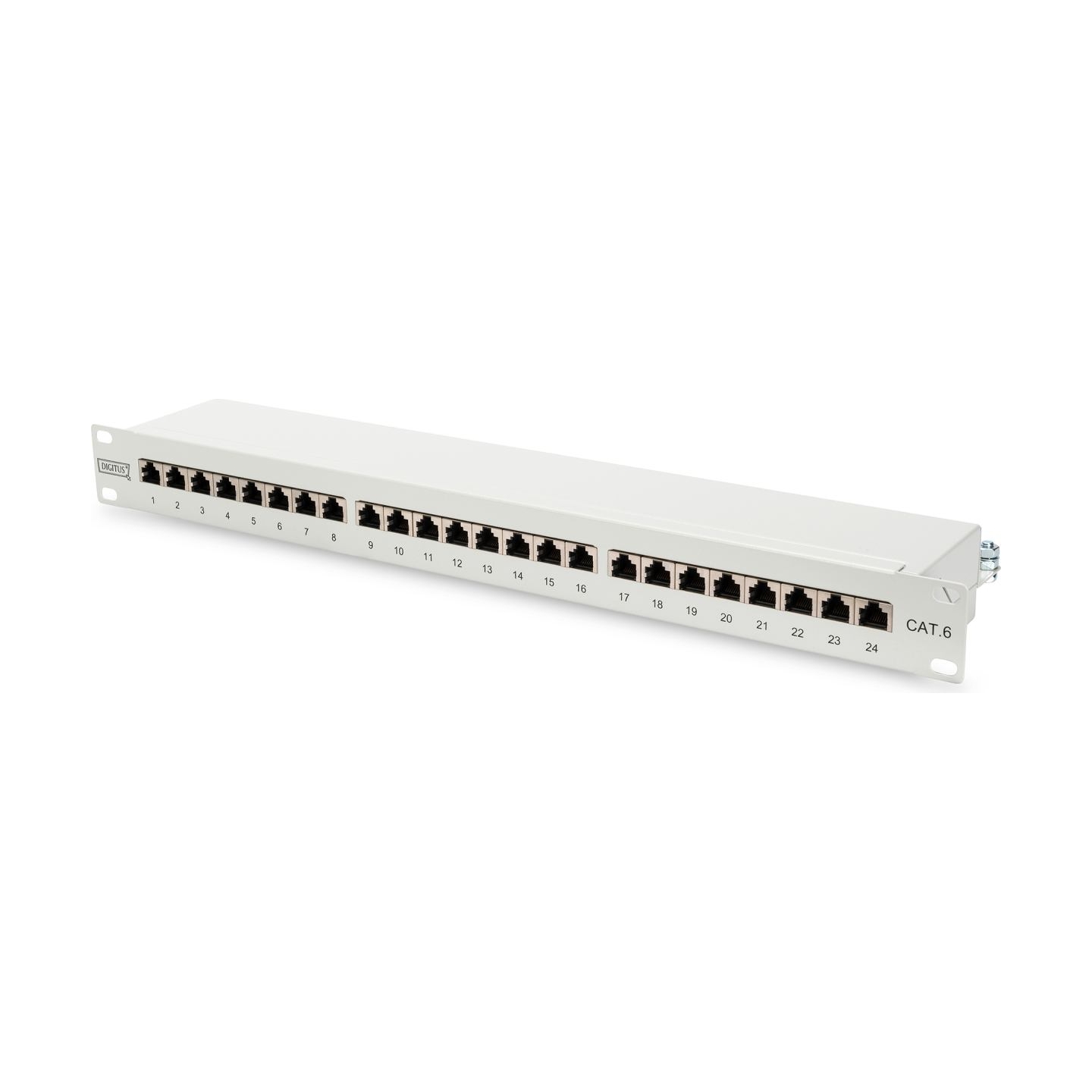 Digitus | Patch Panel | DN-91624S | Category: CAT 6; Ports: 24 x RJ45; Retention strength: 7.7 kg; Insertion force: 30N max | 48