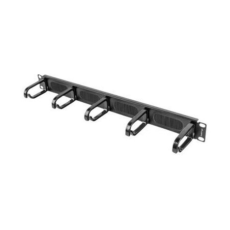 Lanberg 19" cable management brush panel 5 rings type B 1U | AK-1203-B | Black