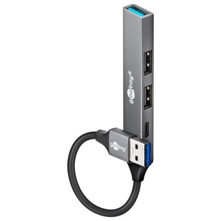 Goobay Slim 4-Port USB Hub, USB-A to USB-C/USB-A, 5 Gbit/s | 74458