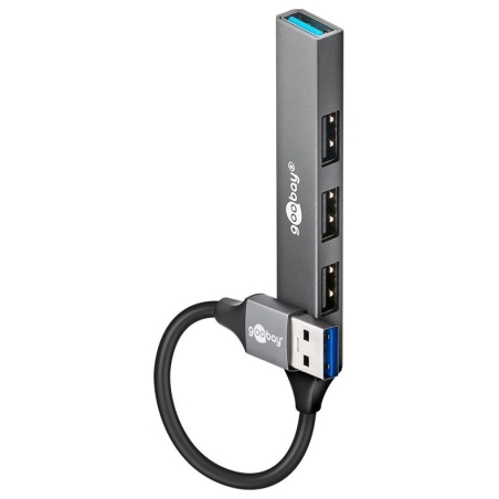 Goobay Slim 4-Port USB Hub, USB-A to USB-A, 5 Gbit/s | 74456
