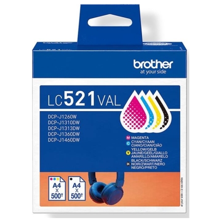 Brother LC521VAL | Ink Cartridge | Black, Cyan, Magenta,Yellow
