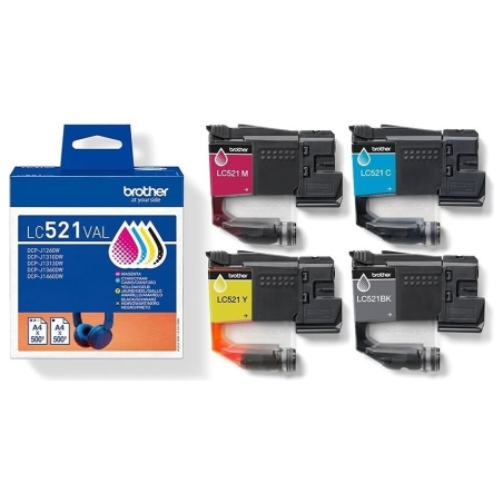 Brother LC521VAL | Ink Cartridge | Black, Cyan, Magenta,Yellow