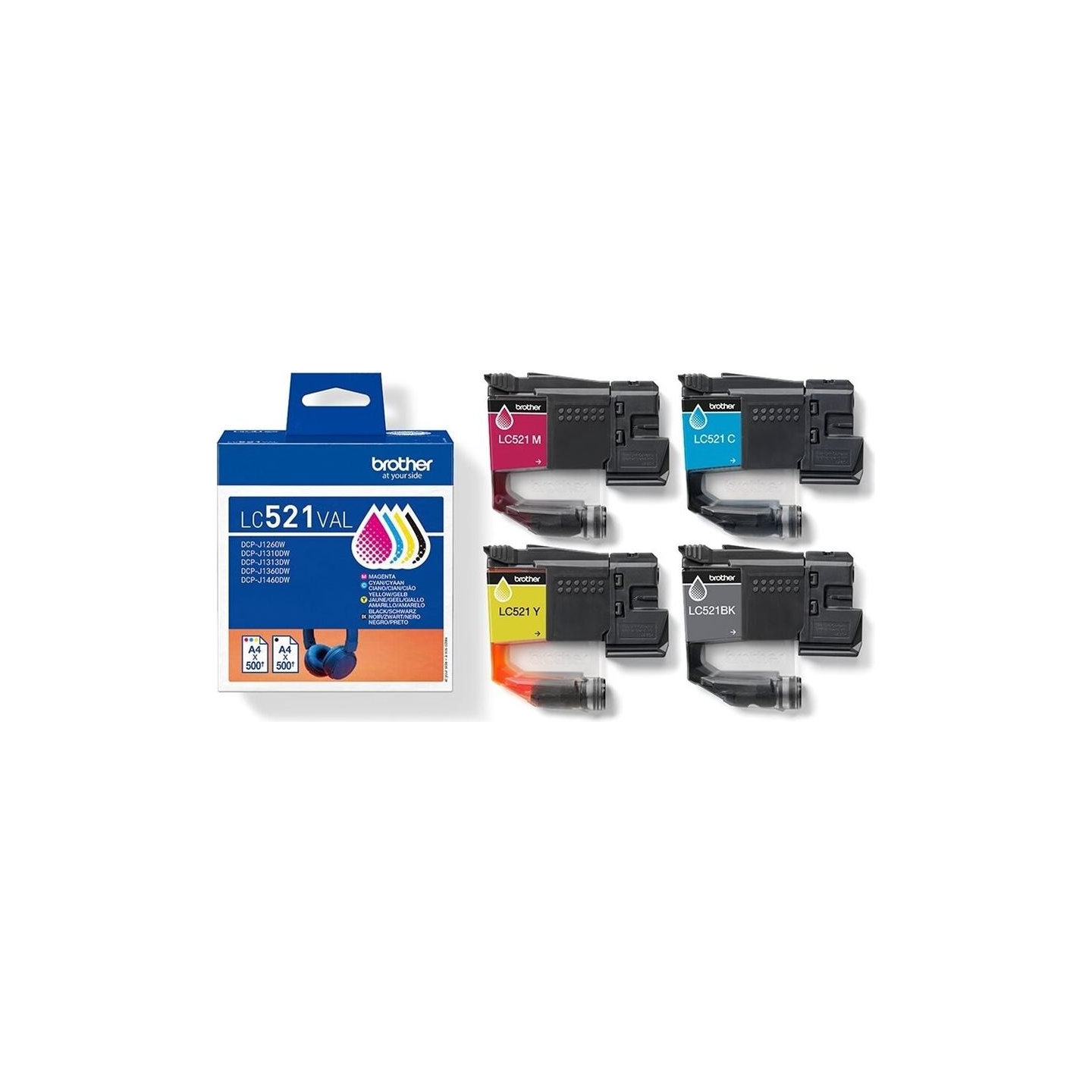 Brother LC521VAL | Ink Cartridge | Black, Cyan, Magenta,Yellow
