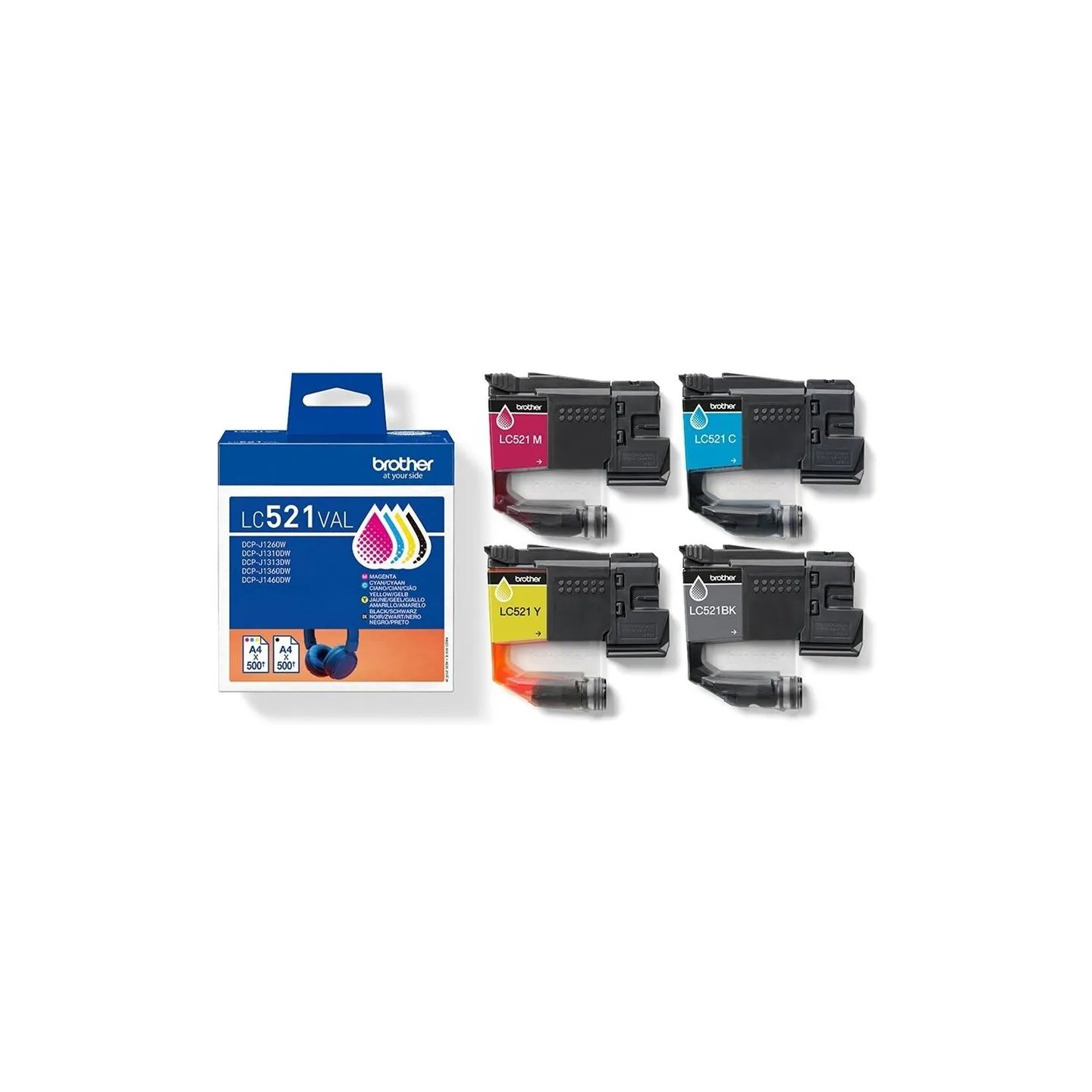 Brother LC521VAL | Ink Cartridge | Black, Cyan, Magenta,Yellow