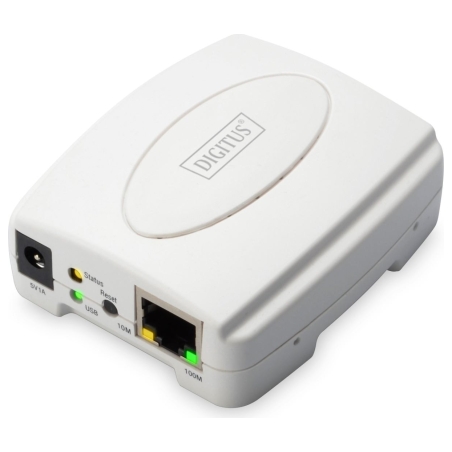 Digitus | USB Print Server, 1-Port 1x RJ45, 1x USB A, USB 2.0 | DN-13003-2 | White