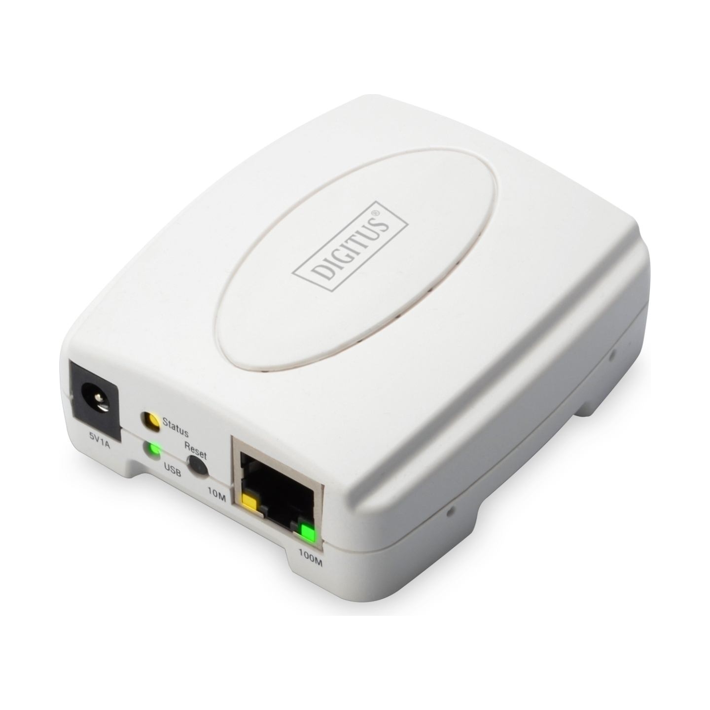 Digitus | USB Print Server, 1-Port 1x RJ45, 1x USB A, USB 2.0 | DN-13003-2 | White