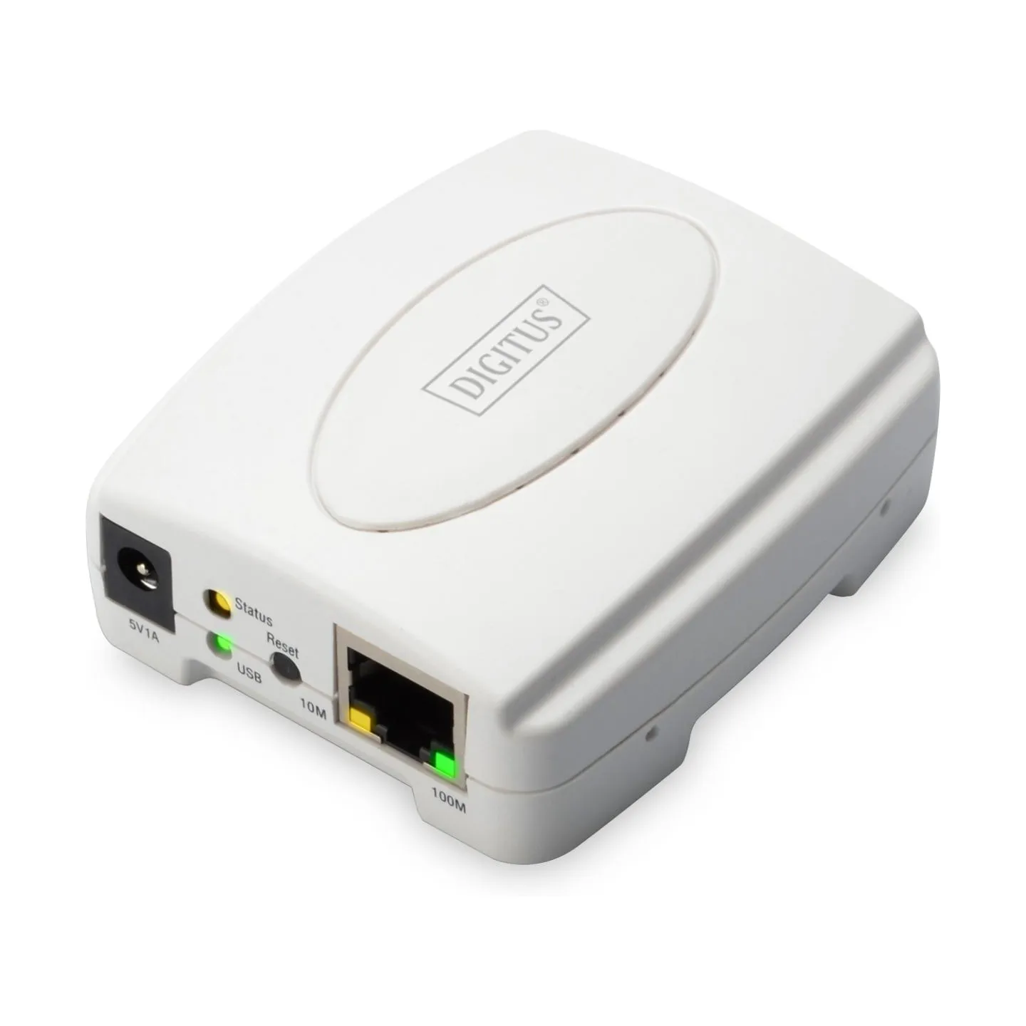 Digitus | USB Print Server, 1-Port 1x RJ45, 1x USB A, USB 2.0 | DN-13003-2 | White