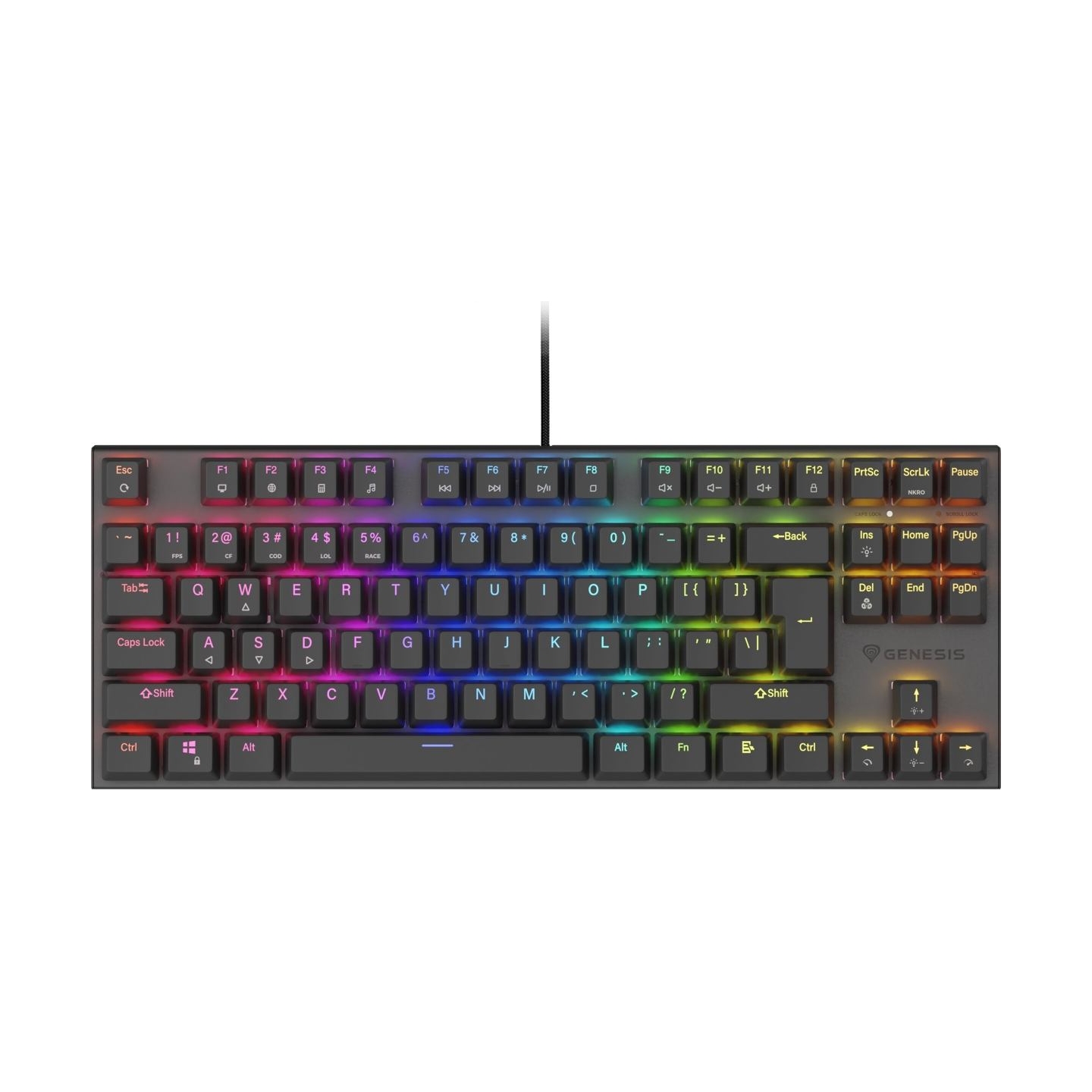 Genesis | THOR 303 | Mechanical Gaming Keyboard | Wired | US | Outemu Peach Silent | Black