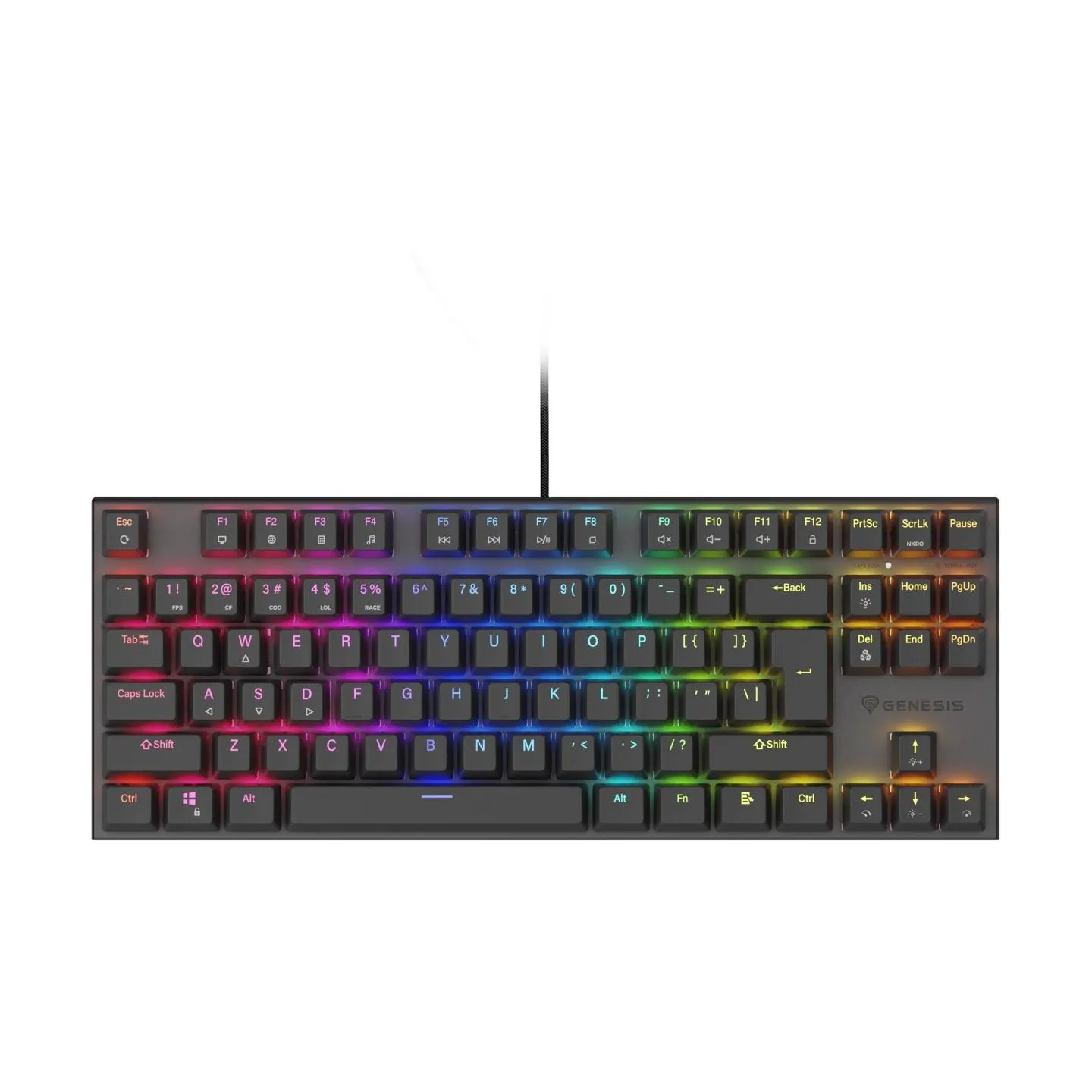 Genesis | THOR 303 | Mechanical Gaming Keyboard | Wired | US | Outemu Peach Silent | Black