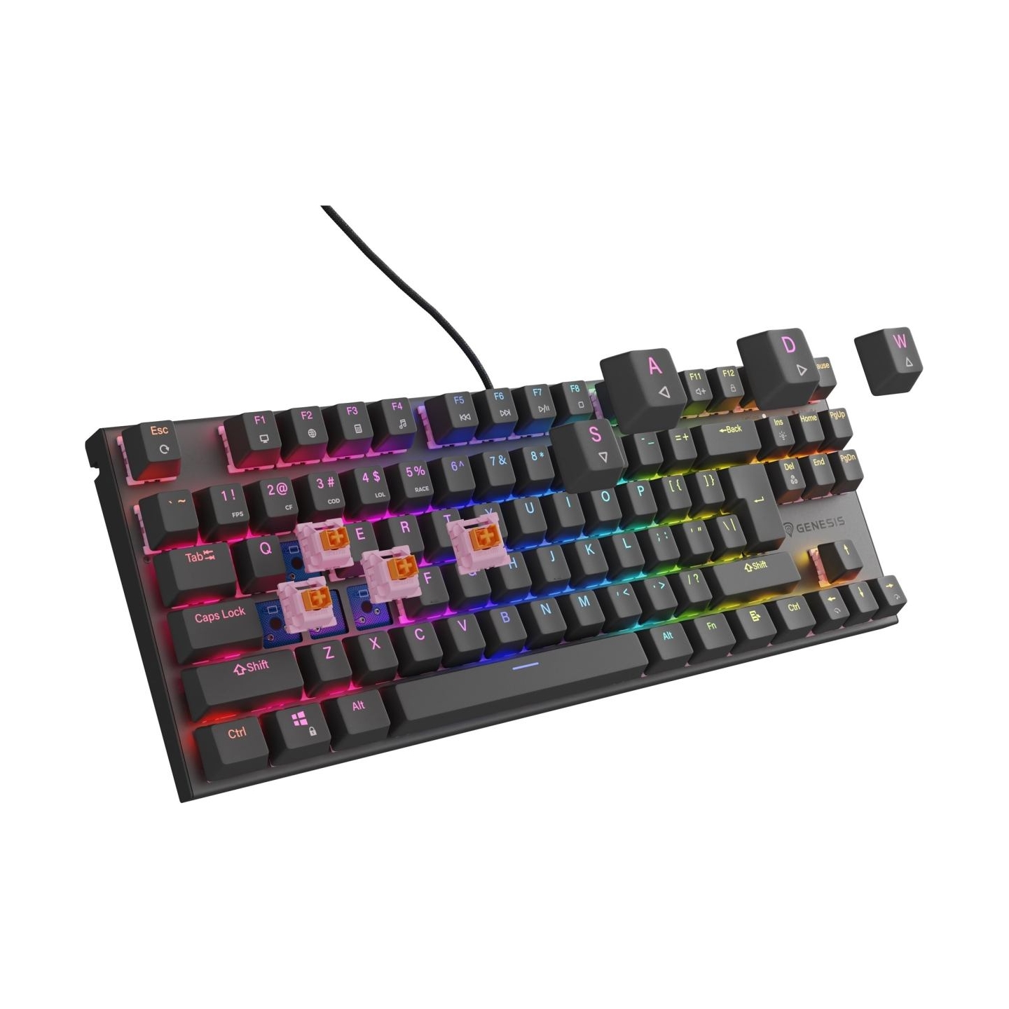 Genesis | THOR 303 | Mechanical Gaming Keyboard | Wired | US | Outemu Peach Silent | Black