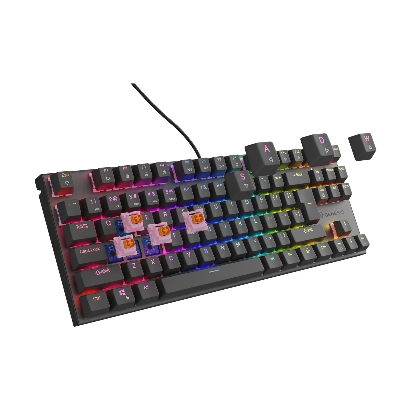 Genesis | THOR 303 | Mechanical Gaming Keyboard | Wired | US | Outemu Peach Silent | Black